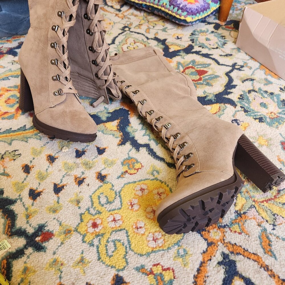 JustFab Eliza Lace Up Boots